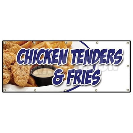 Signmission CHICKEN TENDERS & FRIES BANNER SIGN fried hot fresh crispy special food B-120 Chicken Tenders & Fries